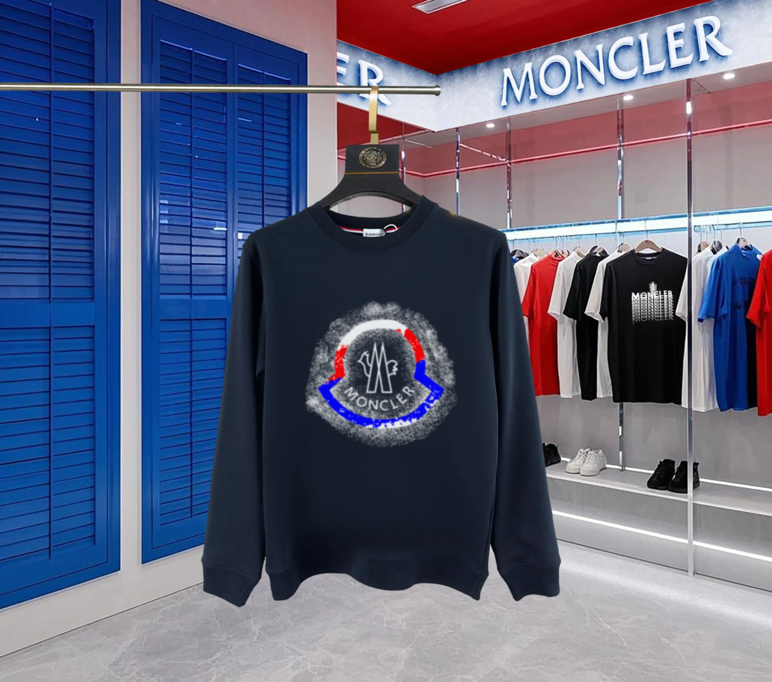【 In Stock】 〖 𝐌𝐎𝐍𝐂𝐋𝐄𝐑~ 〗 440g ， 😎 ， ， Factory 2025 T ， ， Premium LOGO， Same Style ：Black White Size：S M L XL 2XL